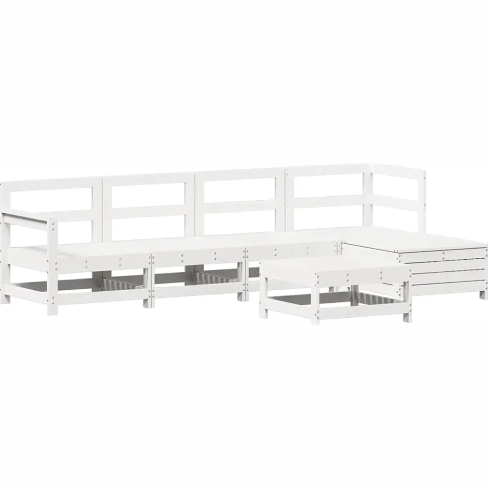 vidaXL 6-delige Loungeset massief grenenhout wit, foto 4