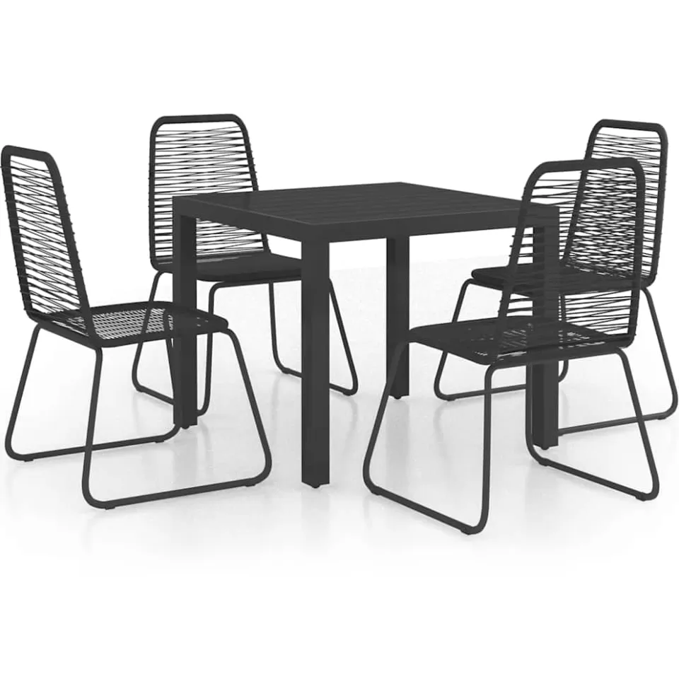 vidaXL 5-delige Tuinset PVC-rattan zwart