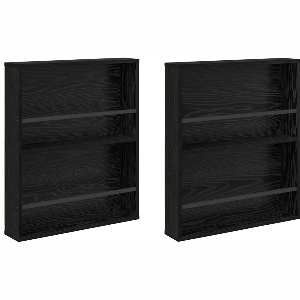 vidaXL Tijdschrift Rek 2 st Zwart Eiken 60 x 12 x 70 cm Bewerkt hout, foto 3