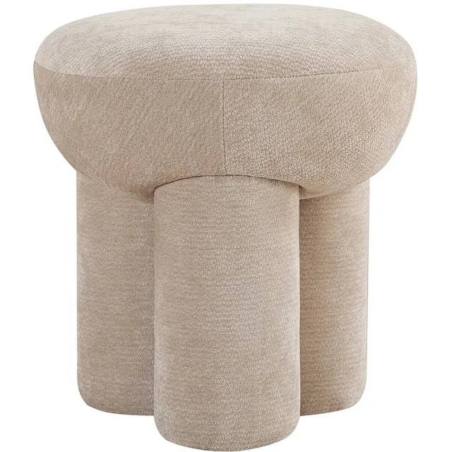 Vente-unique Poef in beige chenillestof KUMBODA L 41 cm x H 43.5 cm x D 41 cm