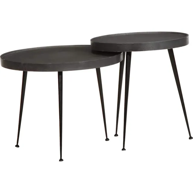 vidaXL Salontafel 2 stuks Zwart bewerkt hout