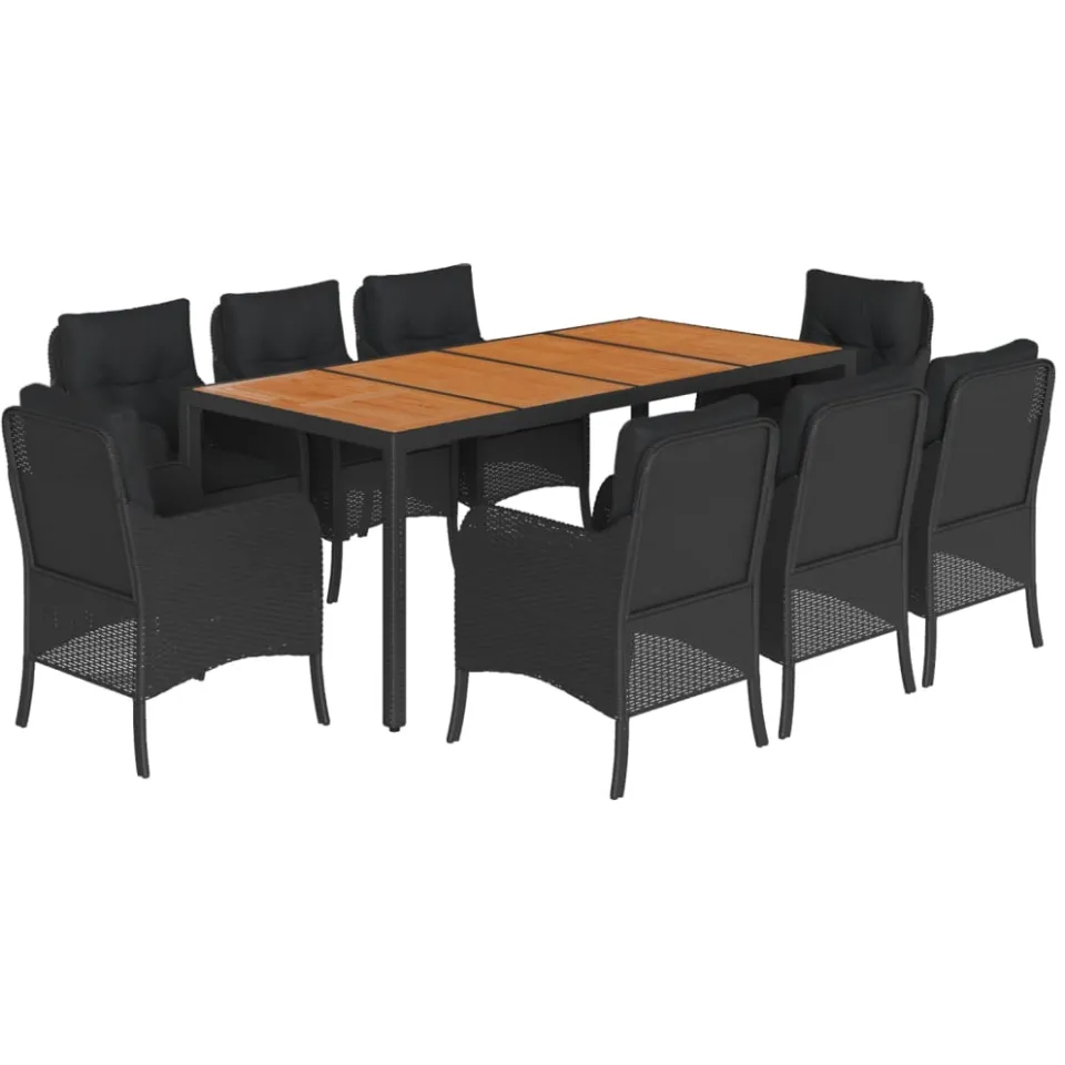 vidaXL 9-delige Tuinset poly rattan zwart, foto 3