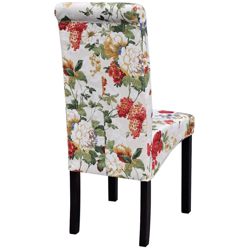 vidaXL Eetkamerstoelen 6 st stof meerkleurig wit, foto 4