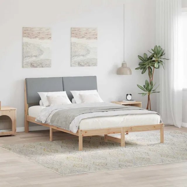 vidaXL Bedframe Bruin en lichtgrijs 150 x 200 cm Massief grenenhout