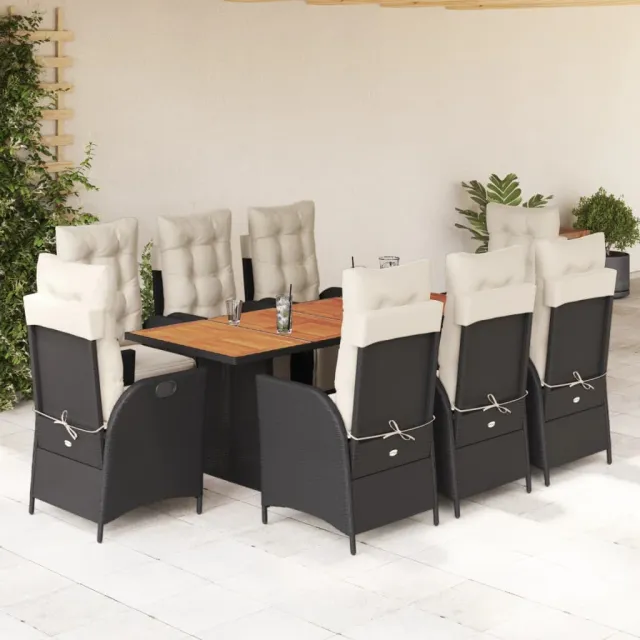 vidaXL 9-delige Tuinset poly rattan zwart, foto 2