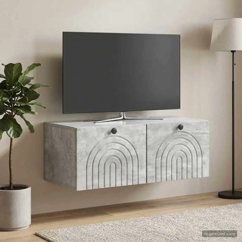 vidaXL Wandbeugel TV-kast Betongrijs 78,5 x 41 x 30 cm Bewerkt hout grijs, foto 4