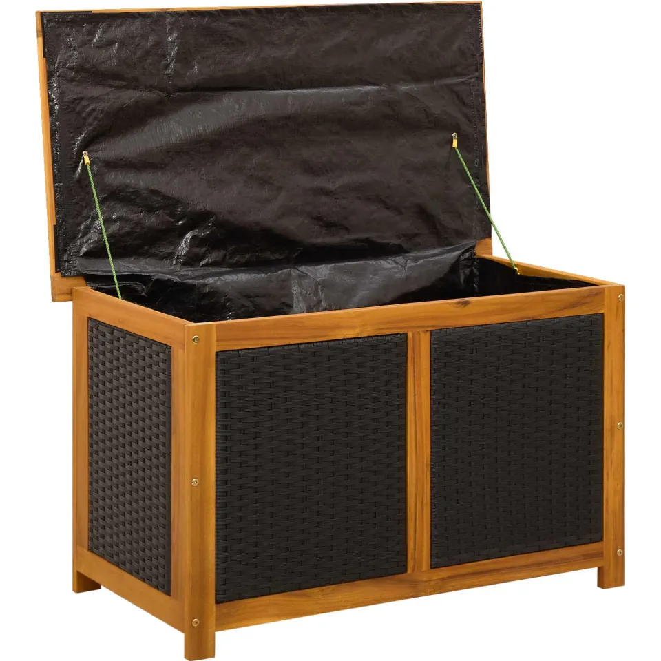 vidaXL Tuinopslagdoos 141 L Massief Acaciahout 90 x 50 x 56 cm Zwart