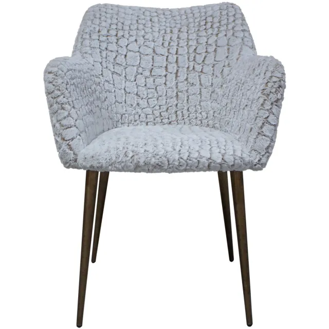PTMD Lisboa Beige Dining Chair Fur Croc Brass Legs - set van 2