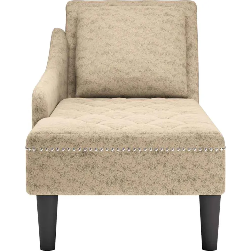 vidaXL Chaise longue met kussen&rechterarmleuning kunstleer lichtgrijs