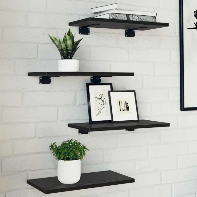 vidaXL Boekenplank Bord 3-laags 4 st 40 x 20 x 1,5 cm Bewerkt hout zwart, foto 2
