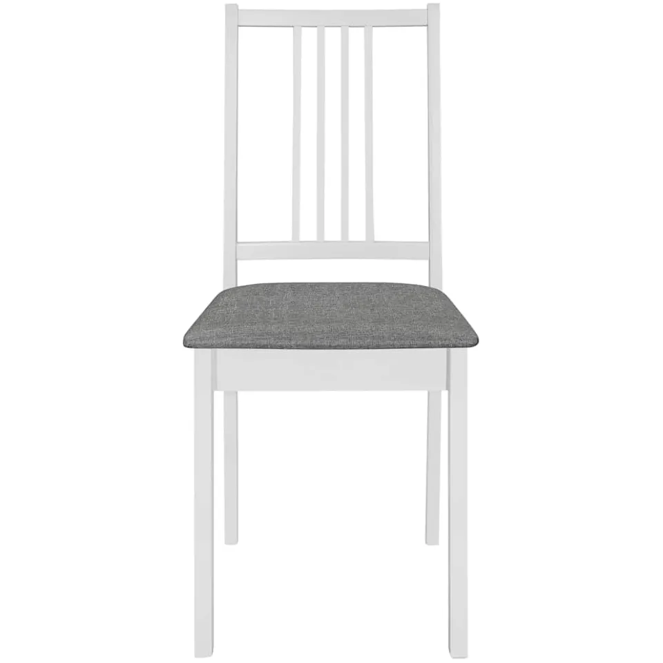 vidaXL Eetkamerstoelen met kussens 6 st massief hout wit, foto 3