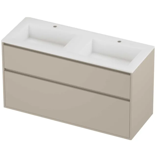 Proline Aristo Badmeubelset Polystone Elegant 2 Gaten 120x46x67 cm Mat White Soft Linen Beige