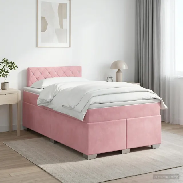 vidaXL Boxspringbed met matras Roze 120 x 200 cm Fluweel