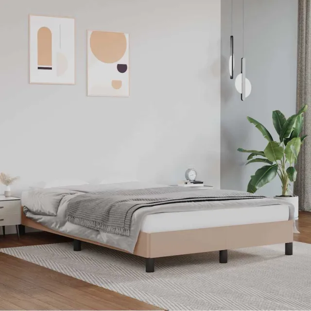 vidaXL Bedframe kunstleer cappuccinokleurig 120x200 cm Bruin
