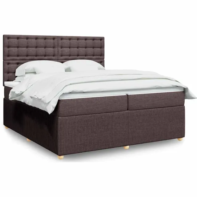vidaXL Boxspring met matras stof donkerbruin 200x200 cm bruin