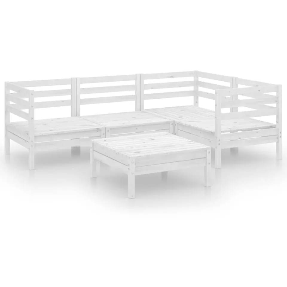 vidaXL 5-delige Loungeset massief grenenhout wit, foto 3