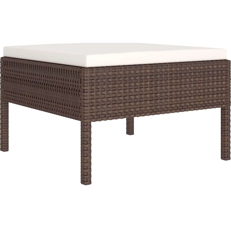 vidaXL 2-delige Loungeset met kussens poly rattan bruin