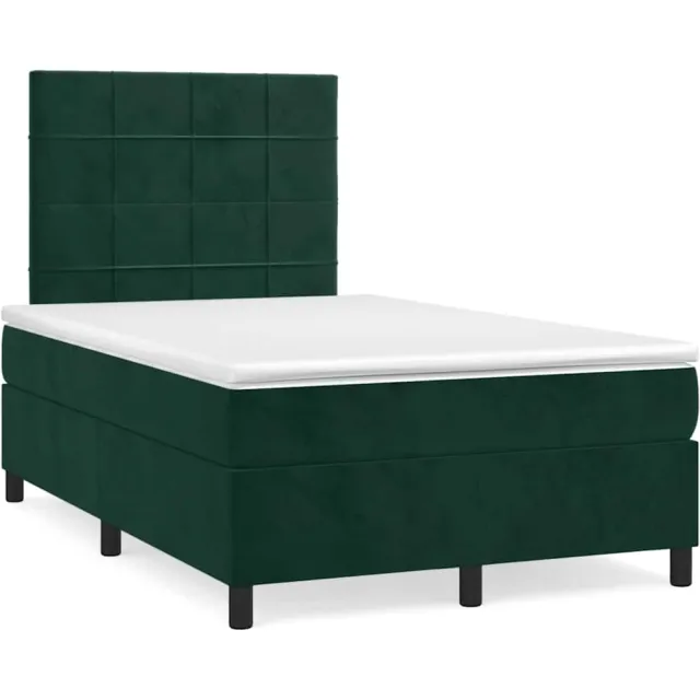 vidaXL Boxspring met matras en LED fluweel donkergroen 120x190 cm groen