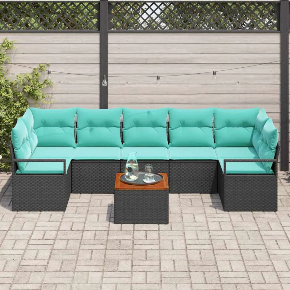 vidaXL Tuinbankenset 8 st Zwart poly rattan, foto 3