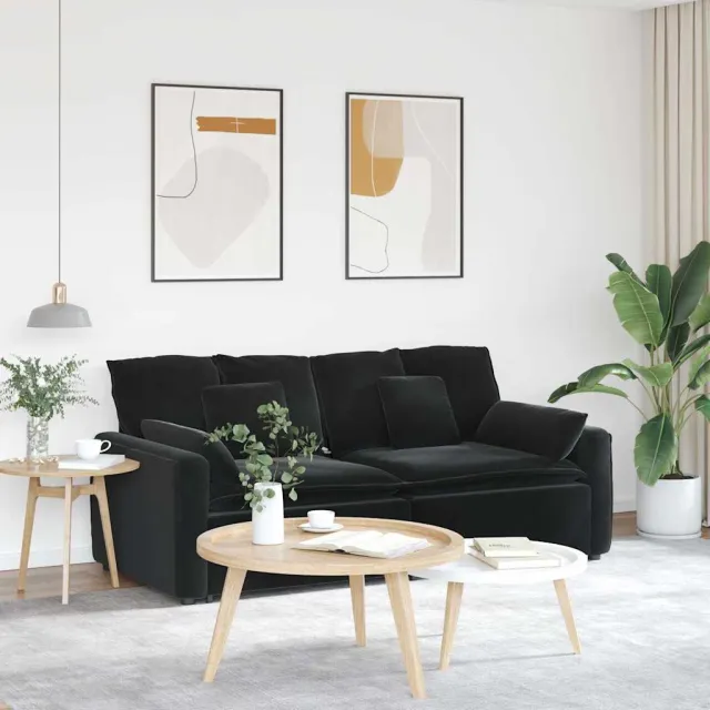 vidaXL Modulaire bank met kussens zwart