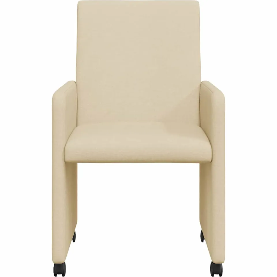 vidaXL Eetkamerstoelen met Wieltjes 2 st Stof Crème 57 x 66 x 94 cm, foto 4