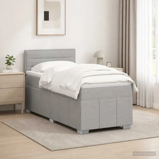 vidaXL Boxspringbed met matras Lichtgrijs 100 x 200 cm Stof