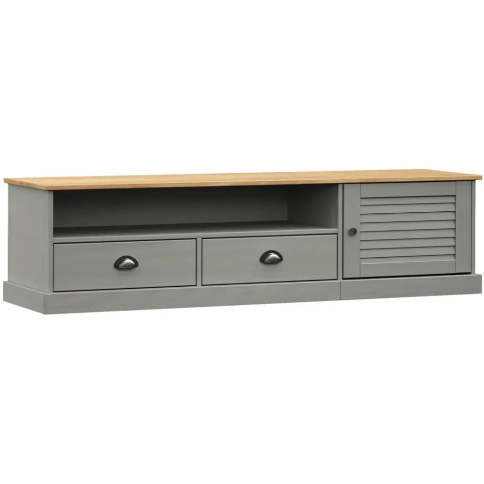 vidaXL Tv-meubel VIGO 156x40x40 cm massief grenenhout grijs, foto 3