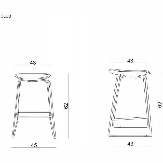 Unique METRO Keukenkruk 62cm - Wit Zitting - Stijlvol & Comfortabel