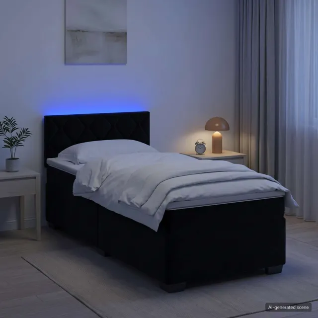 vidaXL Boxspring Bed met Matras en LED Zwart 90 x 200 cm fluweel