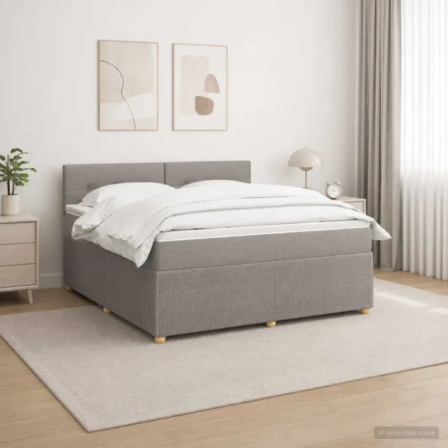vidaXL Boxspringbed met matras met hoofdeinde Taupe 140 x 200 cm Stof