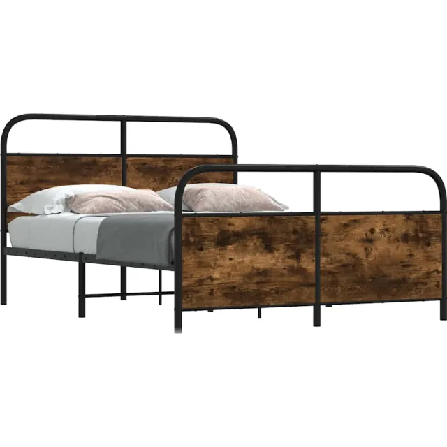 vidaXL Bedframe zonder matras bewerkt hout gerookt eiken 120x200 cm Bruin