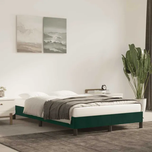 vidaXL Bedframe zonder matras 120x190 cm fluweel donkergroen