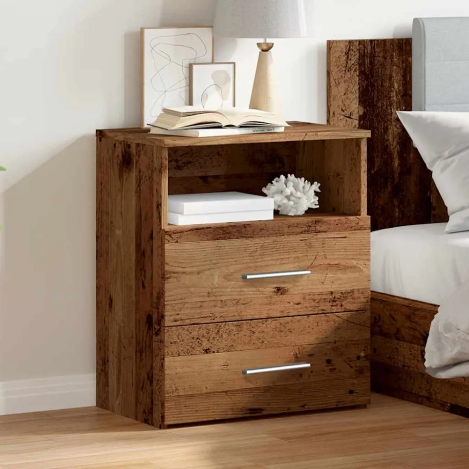 vidaXL Nachtkastje 50x32x60 cm bewerkt hout oud houtkleurig bruin, foto 2