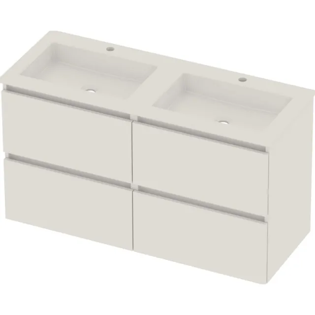 Basic-Line Aura 46 Badmeubelset Acryl 2 Kraangaten 120x46x62 cm A46gwchw2x602 Ice White Glans Wit