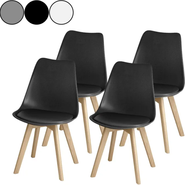 Bealife TB18 Eetkamerstoel - Set van 4 - Kuipstoel – Beukenhouten onderstel – Zwart