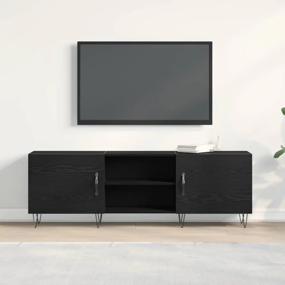 vidaXL Tv-meubelset 150 x 30 x 50 cm Zwart Eiken Bewerkt hout, foto 3