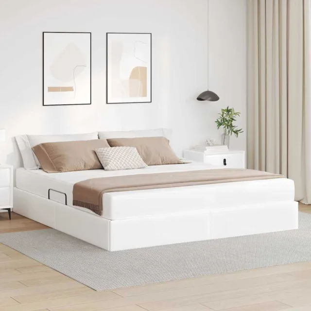 vidaXL Opslag bed met matras met opslag 2 st Wit Leer