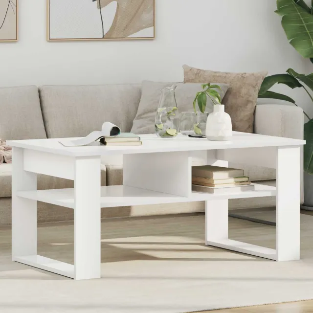 vidaXL Salontafel Wit 96 x 54 x 44 cm Bewerkt hout, foto 2