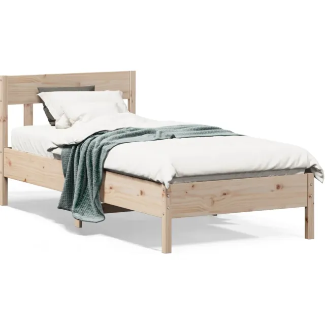 vidaXL Bed Frame Natural 75 x 190 cm Solid Pine Wood Bruin