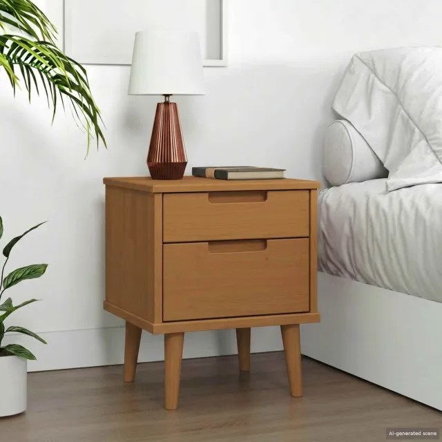 vidaXL Nachtkastje MOLDE Caramel 40 x 35 x 48 cm Massief grenenhout bruin, foto 2