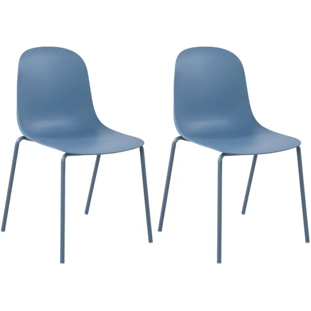 CLP Hardin Set van 2 stapelstoelen - Stapelbaar - Metaal - Kunststof/blauw