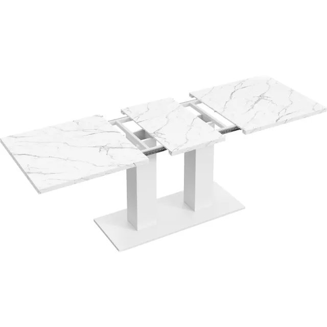 Merax Uitschuifbare eettafel - 140/180x70 cm - geschikt voor 6-8 personen - rechthoekig - dik tafelblad - minimalistische stijl - wit