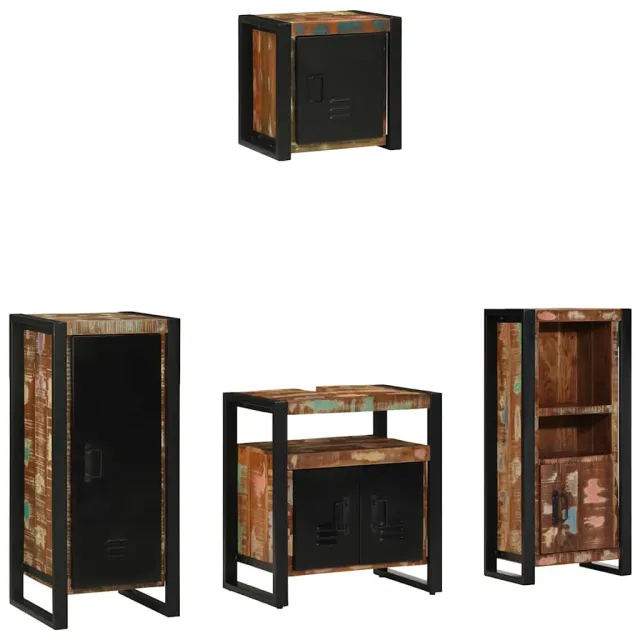 vidaXL Badkamermeubelset 4 st Multikleur en Zwart 40 x 35 x 90 cm Meerkleurig