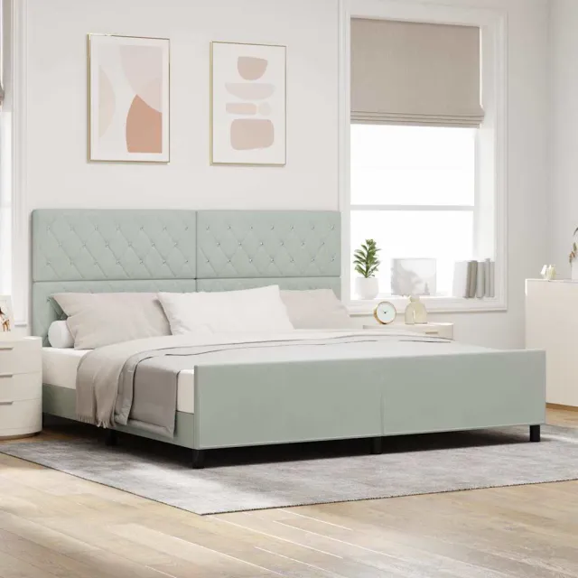 vidaXL Boxspringbed met hoofdeinde Lichtgrijs 200 x 200 cm Fluweel