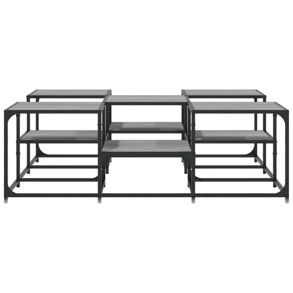 vidaXL Salontafel 121x121x40 cm bewerkt hout grijs sonoma eikenkleurig, foto 4