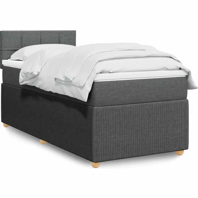 vidaXL Boxspring met matras stof donkergrijs 90x190 cm grijs