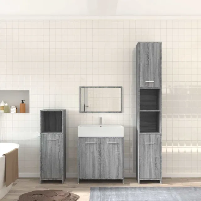 vidaXL 4-delige Badkamermeubelset bewerkt hout grijs sonoma eikenkleur, foto 2