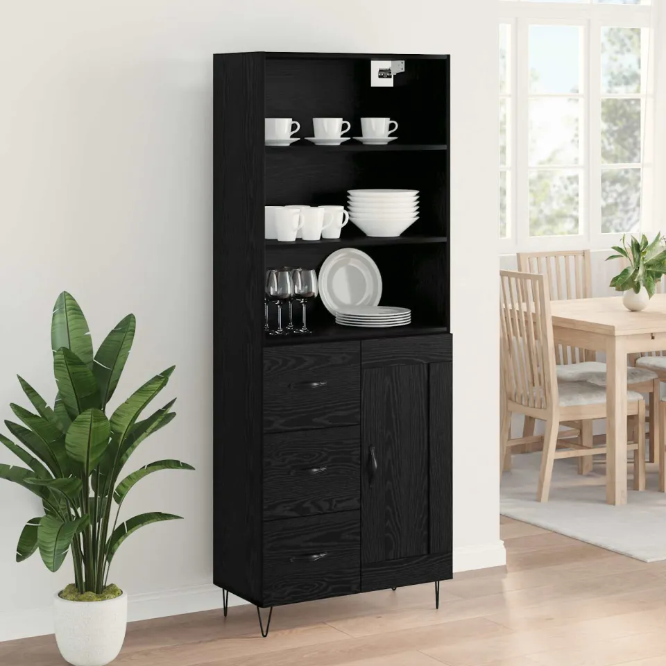 vidaXL Hoge kast 2 st Zwart Eiken 69,5 x 34 x 180 cm, foto 4