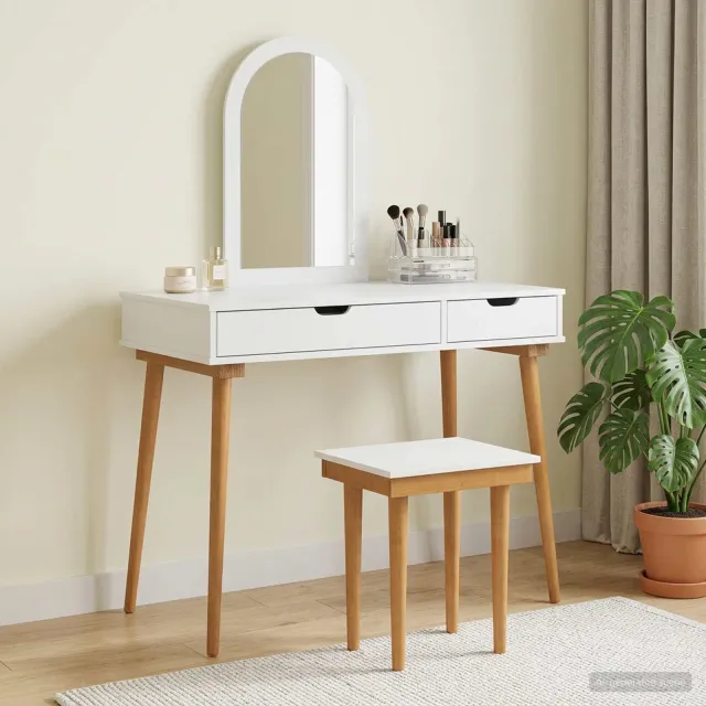 vidaXL Toilettafel Set FAUSKE 3 st Wit 100 x 50 x 143 cm
