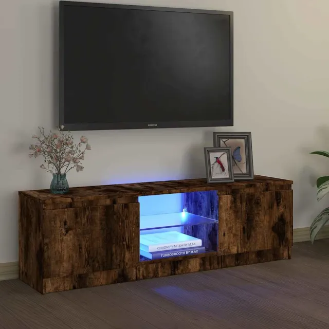 vidaXL Tv-meubel met LED-verlichting 120x30x36 cm gerookt eikenkleur Bruin